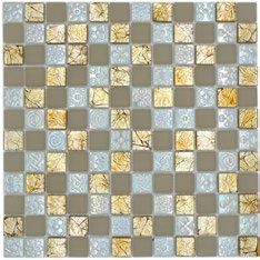Royal 2175 négyzetes arany és bézs színjátszó fehér nyomott mintás dekorral mozaik