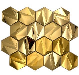 Royal 3068 3D arany fényes és matt hexagon változó felületű szemcsékkel mozaik