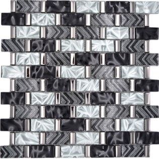 Royal 2401 Ezüst és fekete váltakozó mintázattal ezüst berakással mozaik