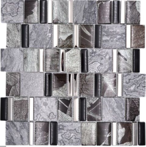 Royal 2403 Szürke márvány fekete ezüst berakással mozaik