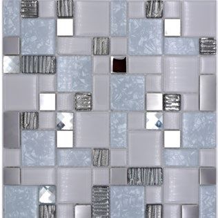 Royal 2373 Változó méretű négyzetes fehér és mintás fehér kristály rusztikus ezüst és gyémánt szemekkel fém berakással dekormozaik