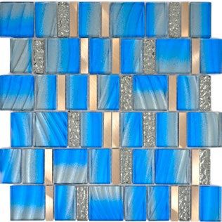 Royal 2448 Változó méretű hullámos felületű kék kristály és különböző ezüst berakás dekormozaik