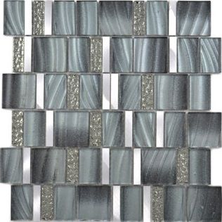 Royal 2450 Változó méretű hullámos felületű fekete-szürke kristály és különböző ezüst berakás dekormozaik