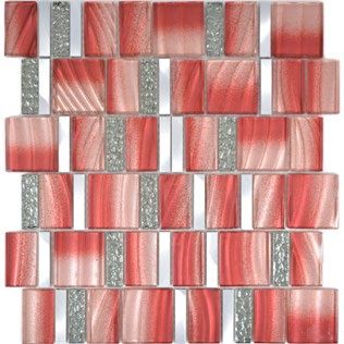 Royal 2452 Változó méretű hullámos felületű piros-rózsaszín kristály és különböző ezüst berakás dekormozaik