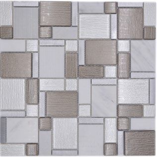 Royal 2272 Fehér márvány sima és mart felülettel krém-bézs kristály különböző mintázattal alumínium berakással