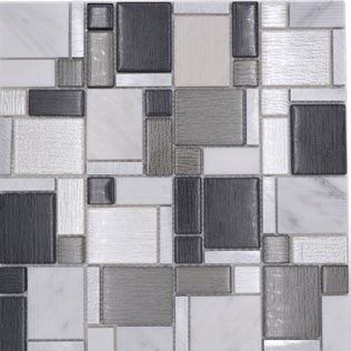 Royal 2273 Fehér márvány sima és mart felülettel fekete-szürke kristály különböző mintázattal alumínium berakással