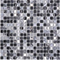 Royal 2289 Fekete és szürke márvány vegyes felülettel szürke és fekete kristály ezüst berakással mozaik