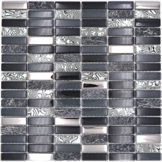 Royal 2441 Fekete kő fémes fekete és fekete kristály fehér-fekete különböző mintázatokkal ezüst berakással dekormozaik