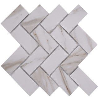 Royal 3042 Fehér márvány szürke-arany (bézs) erezettel halszálka mintában mozaik