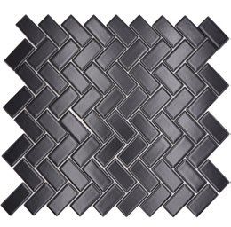 Royal 1191 Fekete matt egyszínű halszálka mintában mozaik (kicsi szemcséjű)