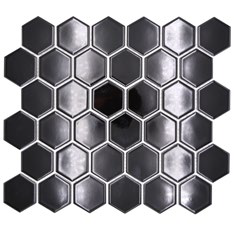 "M" Fényes fekete hexagon mozaik