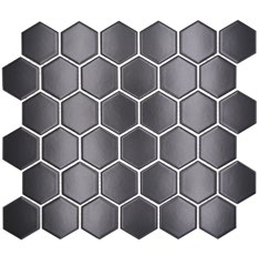 Royal 1612 Matt fekete hexagon mozaik (közepes szemcséjű)