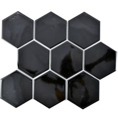 Royal 1615 Fényes fekete hexagon mozaik (nagy szemcséjű)