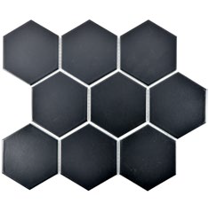 Royal 1616 Matt fekete hexagon mozaik (nagy szemcséjű)
