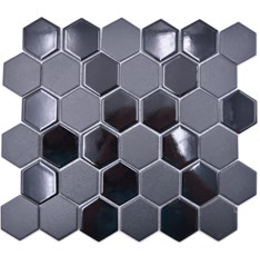 Royal 1611 Fényes és matt fekete hexagon mozaik (közepes szemcséjű)