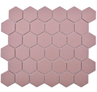 Royal 1638 Pasztel-rózsaszín matt R10B csúszásmentes hexagon mozaik (közepes szemcséjű)
