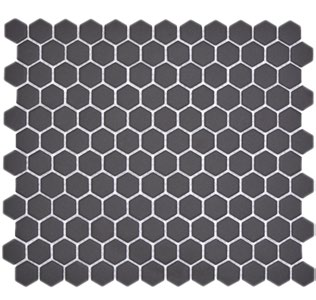 Royal 1382 Sötétszürke-fekete matt R10 csúszásmentes hexagon mozaik (kicsi szemcséjű)
