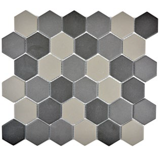 Royal 1390 Bézs-szürke-sötét szürke matt R10 csúszásmentes hexagon mozaik (közepes szemcséjű)