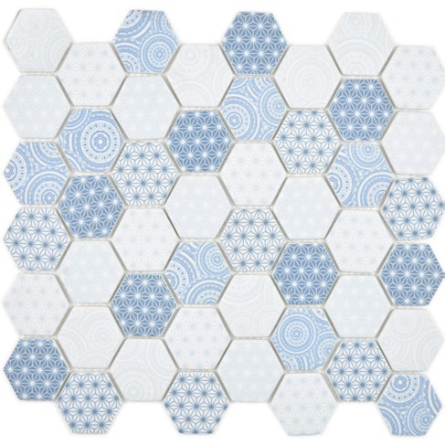 Royal 1474 Kék mintás hexagon dekormozaik