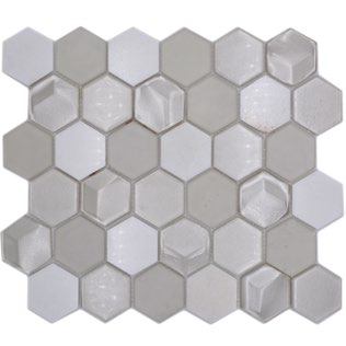 Royal 1653 Pezsgőarany fényes és opálos fehér kő berakással hexagon mozaik