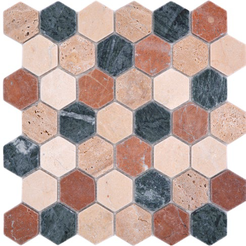 Royal 1742 Természetes fejtett kő és mészkő hexagon mozaik
