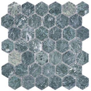 Royal 1740 Természetes fejtett kő zöld hexagon mozaik