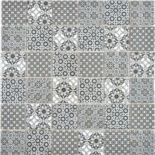 Royal 1106 Fekete-fehér mintás marokkói stílusú retro mozaik (közepes szemcséjű)