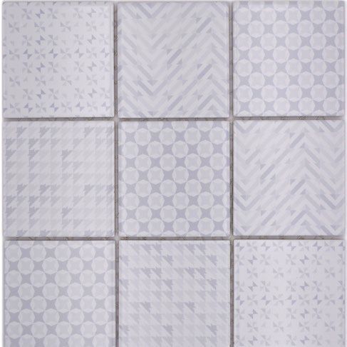 Royal 1538 Fehér alapon világosszürke mintás retro mozaik (nagy szemcséjű)