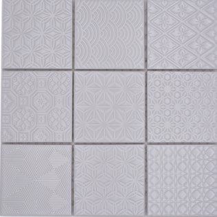 Royal 1965 Nyomott mintás fényes fehér marokkói stílusú retro mozaik (nagy szemcséjű)