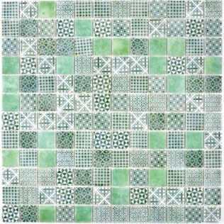 Marokkói zöld-fehér mintás retro mozaik