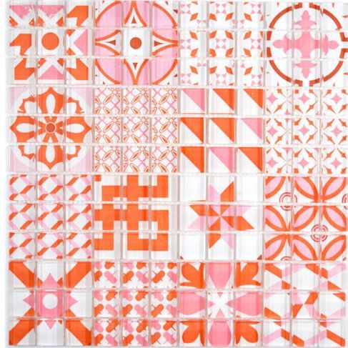 Royal 2185 Narancs-rózsaszín marokkói mintás retro kristálymozaik