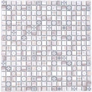 Royal 2421 Világosbarna-bézs fahatású marokkói mintás berakással retro mozaik (apró szemcséjű)