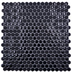 Royal 1437 Fényes és matt fekete hexagon minimal mozaik
