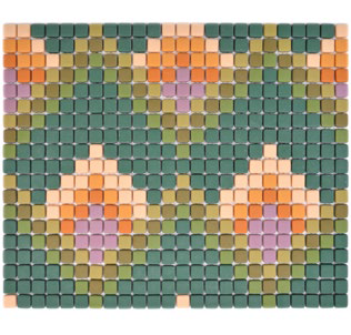 Royal 1439 Matt narancs-lila-zöld kocka mozaikból kirakott minta minimal