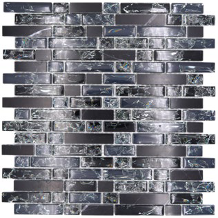 Royal 2520 Slim fekete márvány fekete és kékes roppantott kristály változó szemcseméret mozaik