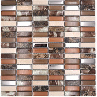 Royal 2438 Barna-bézs márvány fémes hatású barna és barna-ezüst mintás kristály ezüst berakással mozaik