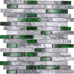 Royal 2385 Slim szürke márvány zöld smaragd hatású berakással kristálymozaik