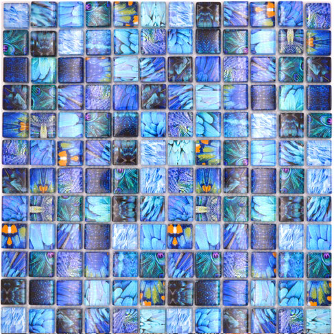Royal 2470 Kék pávatoll mintás digital design mozaik