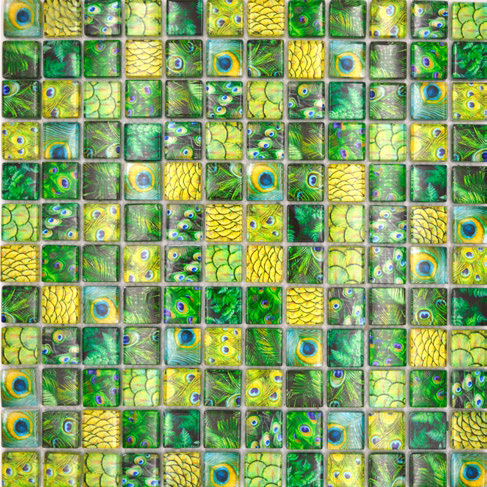 Royal 2472 Zöld pávatoll mintás digital design mozaik
