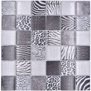 Royal 2461 Fekete-fehér különböző állatbőr mintás digital design mozaik (nagy szemcséjű)