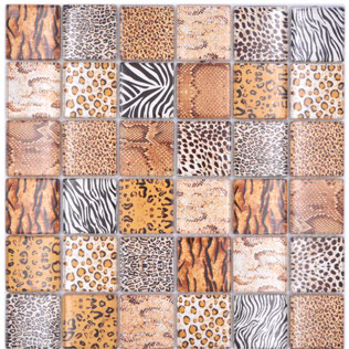 Royal 2467 Narancs-barna-fekete-fehér különböző állatbőr mintás digital design mozaik (nagy szemcséjű)