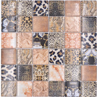 Royal 2469 Narancs-bézs-barna-fekete-fehér különböző állatbőr mintás digital design mozaik