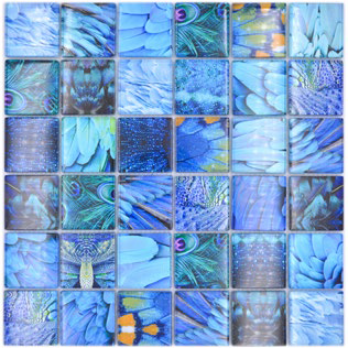 Royal 2471 Kék pávatoll mintás digital design mozaik (nagy szemcséjű)