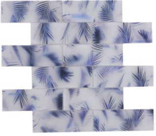 Royal 3112 Kék-fehér matt levélmintás digital design eltolásban mozaik