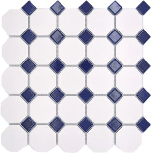 Royal 1783 Fehér matt oktagon fényes kék kocka kerámia mozaik
