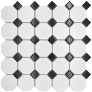 Fehér matt oktagon mozaik