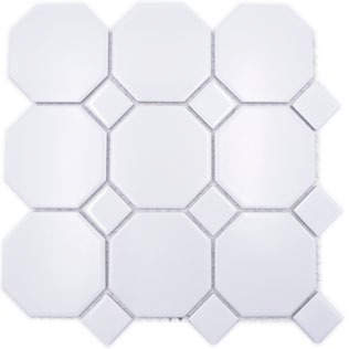 Royal 1778 Fehér matt oktagon fényes fehér kocka kerámia mozaik (nagy méretű)