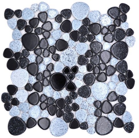 Royal 2537 Fekete-fehér kavics mázas kerámia mozaik