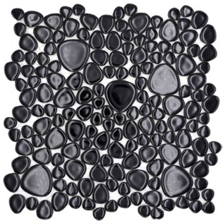 Royal 2540 Fekete fényes kavics mázas kerámia mozaik