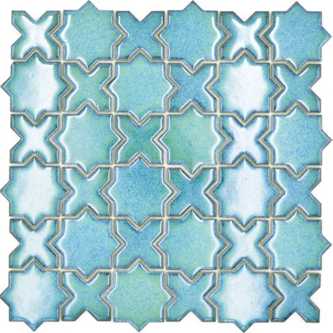 Royal 1185 Türkizkék-zöld csillagos mázas kerámia mozaik